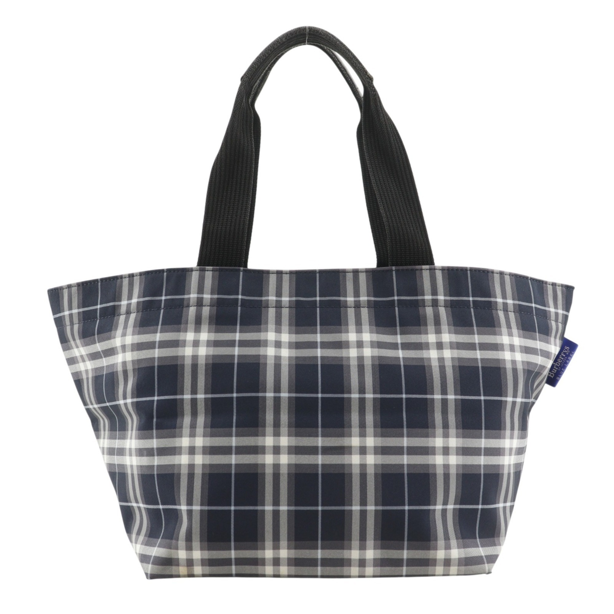Burberry Blue Label Boat-Shaped Tote Bag, Nova Check Nylon, Navy, A5 Size, Do...